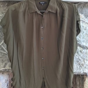 Madewell Central Drapey Shirt- olive green, Med.